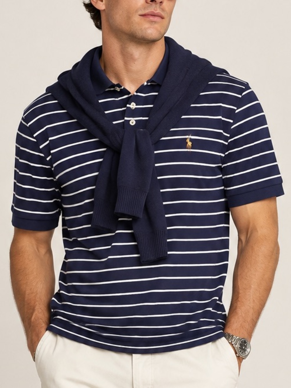 Polo by Ralph Lauren Navy with White Stripe Classic Polo Shirt Size XXL